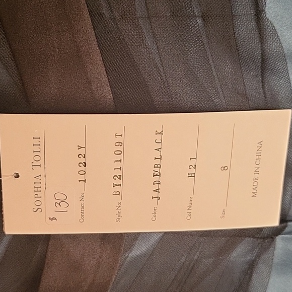 NWT Sophia Tolli Dark Jade/Teal Sheer Black Strapless Cocktail Dress Sz 8 Sexy! - Picture 7 of 11